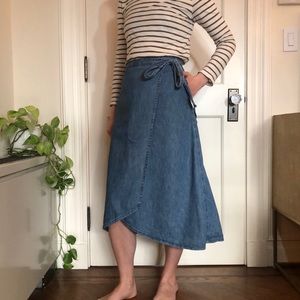 Gap Chambray Wrap Midi Skirt Size XS